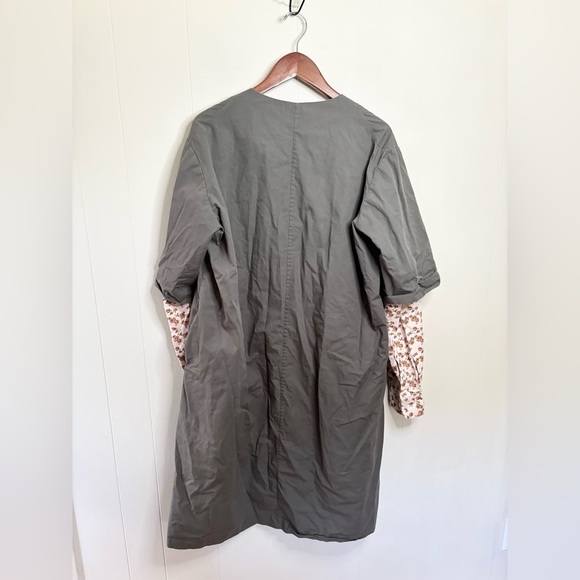 A Detacher olive green long sleeve cotton lagenlook midi dress size 8 runway - Picture 6 of 6